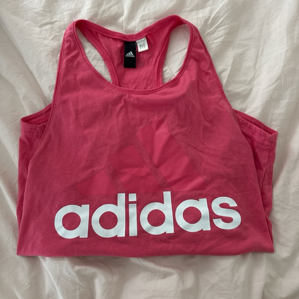 adidas Hot Pink Logo Racerback Tank Top